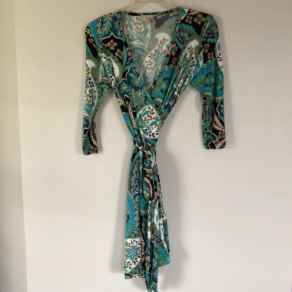 Banana republic mixed print wrap dress
